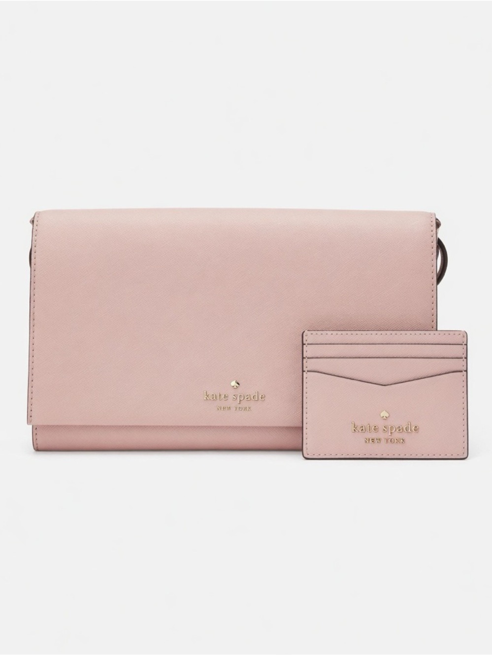 kate spade Blush Pink Saffiano Leather Crossbody with Card Holder